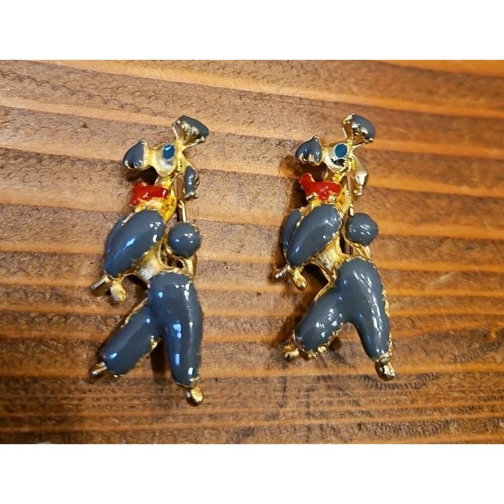 Two Unique Gray Poodle Enamel Pin‎ Brooch